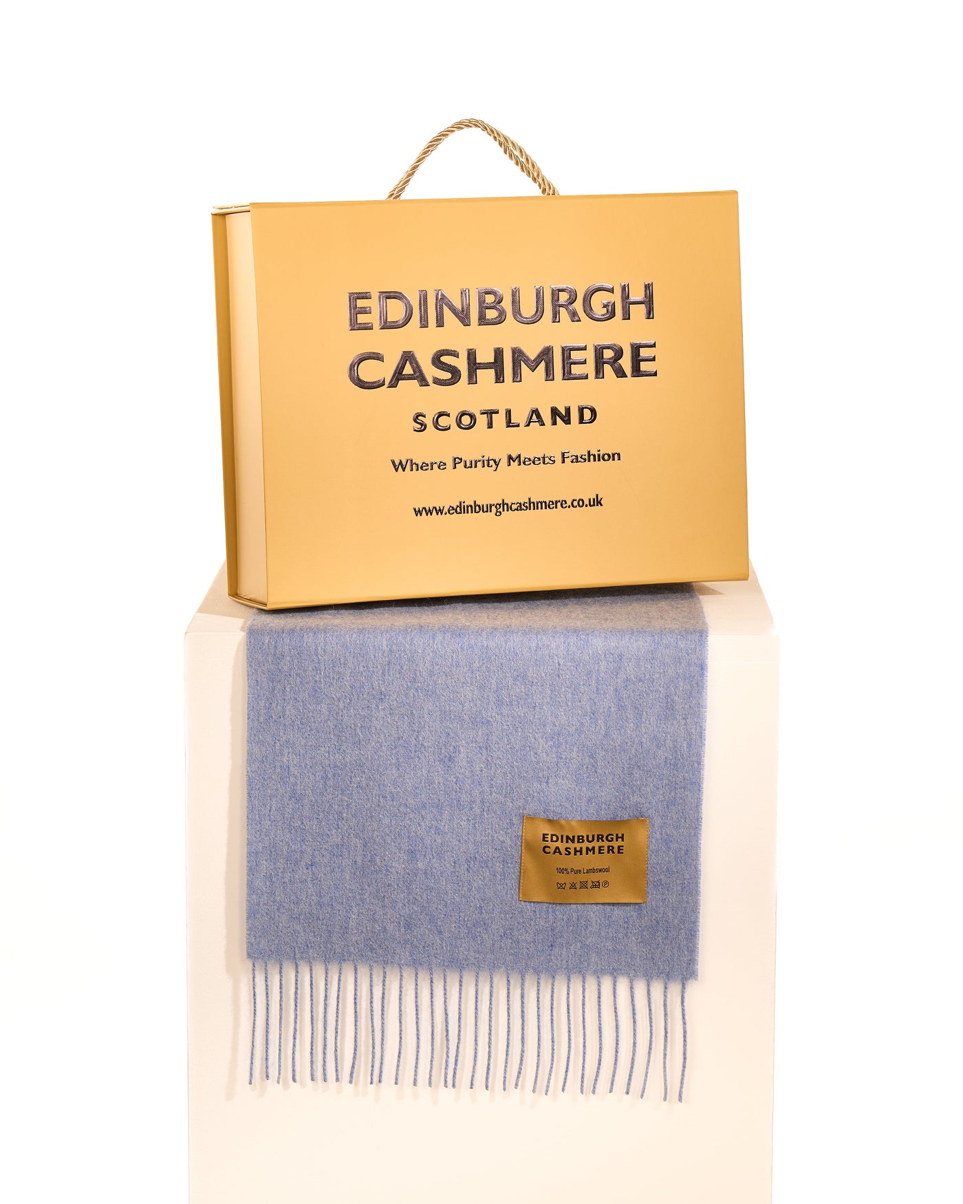 Plain Merino Wool Scarf Sky Blue 134