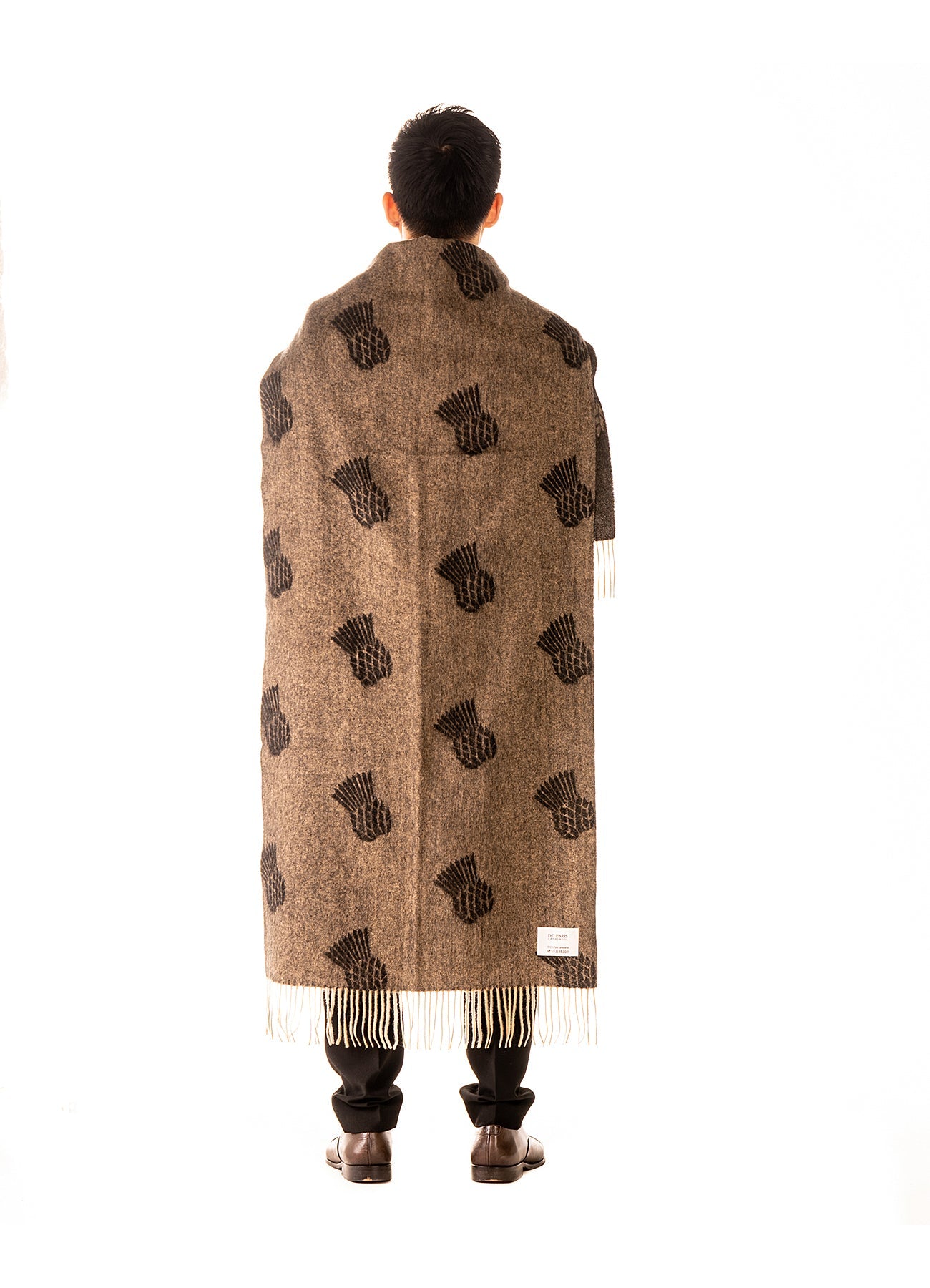 Lucchi Italy Small Thistle Charcoal Stole 100% Pure Lambswool