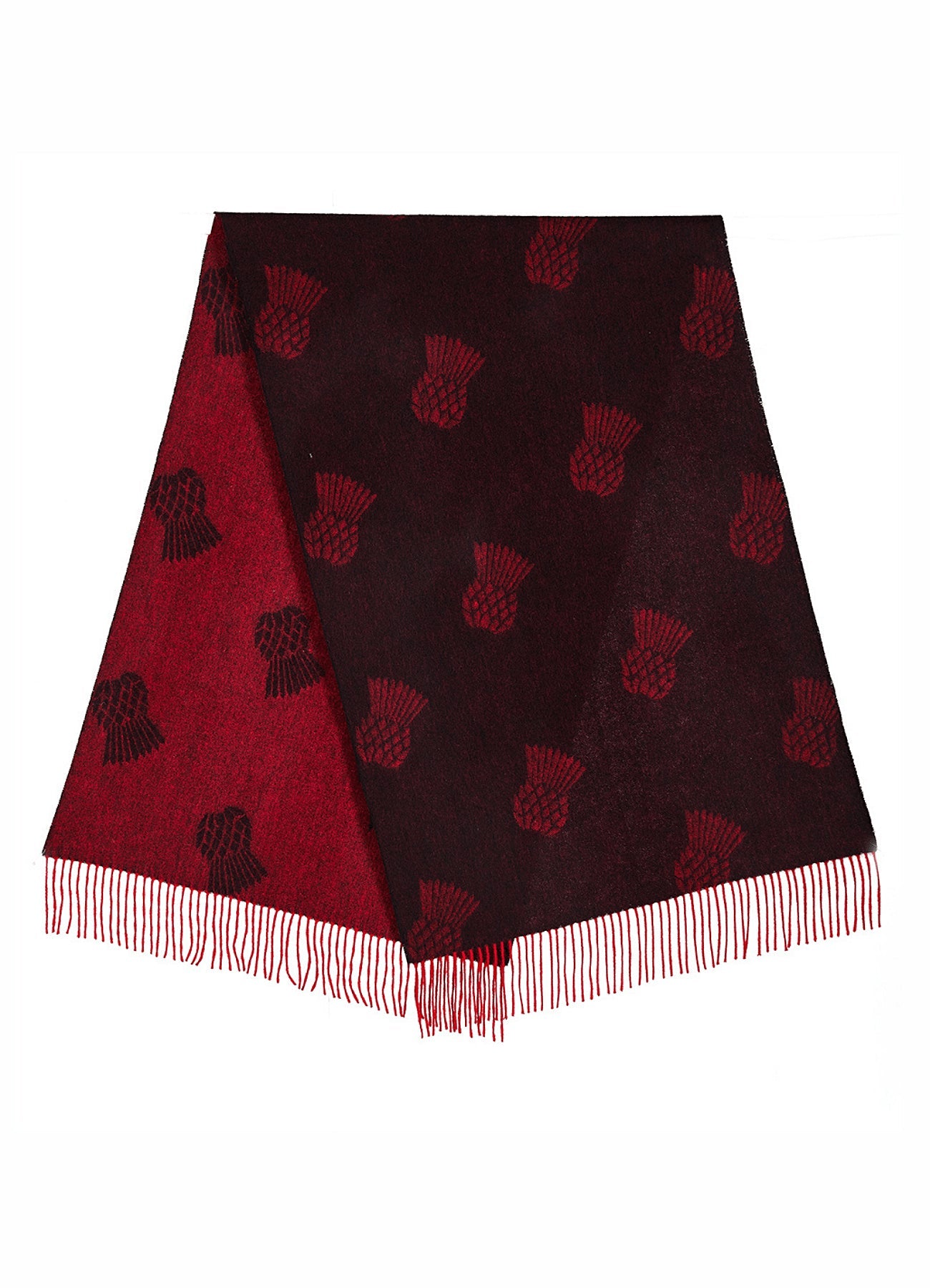 Lucchi Italy Small Thistle Red Stole 100% Pure Lambswool