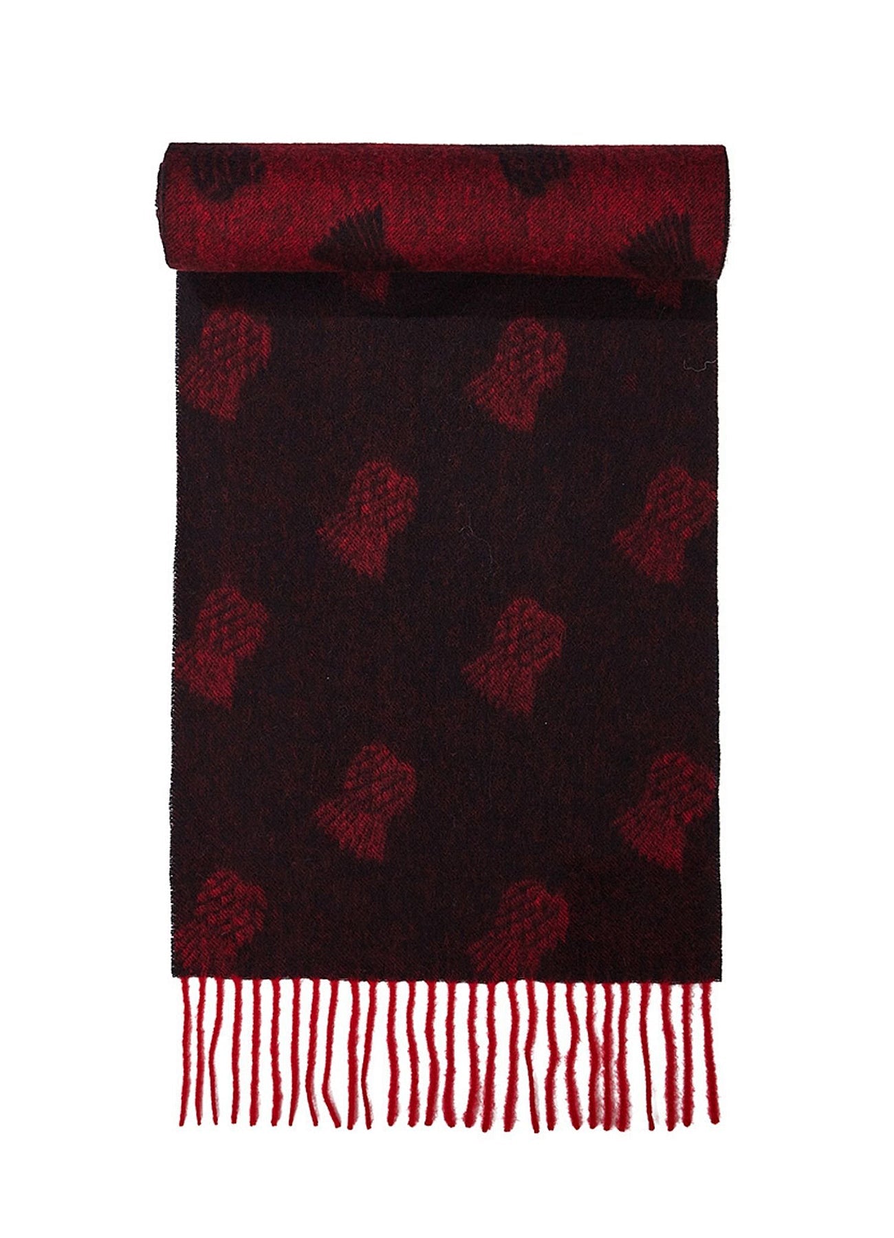 Lucchi Italy Small Thistle Red Stole 100% Pure Lambswool