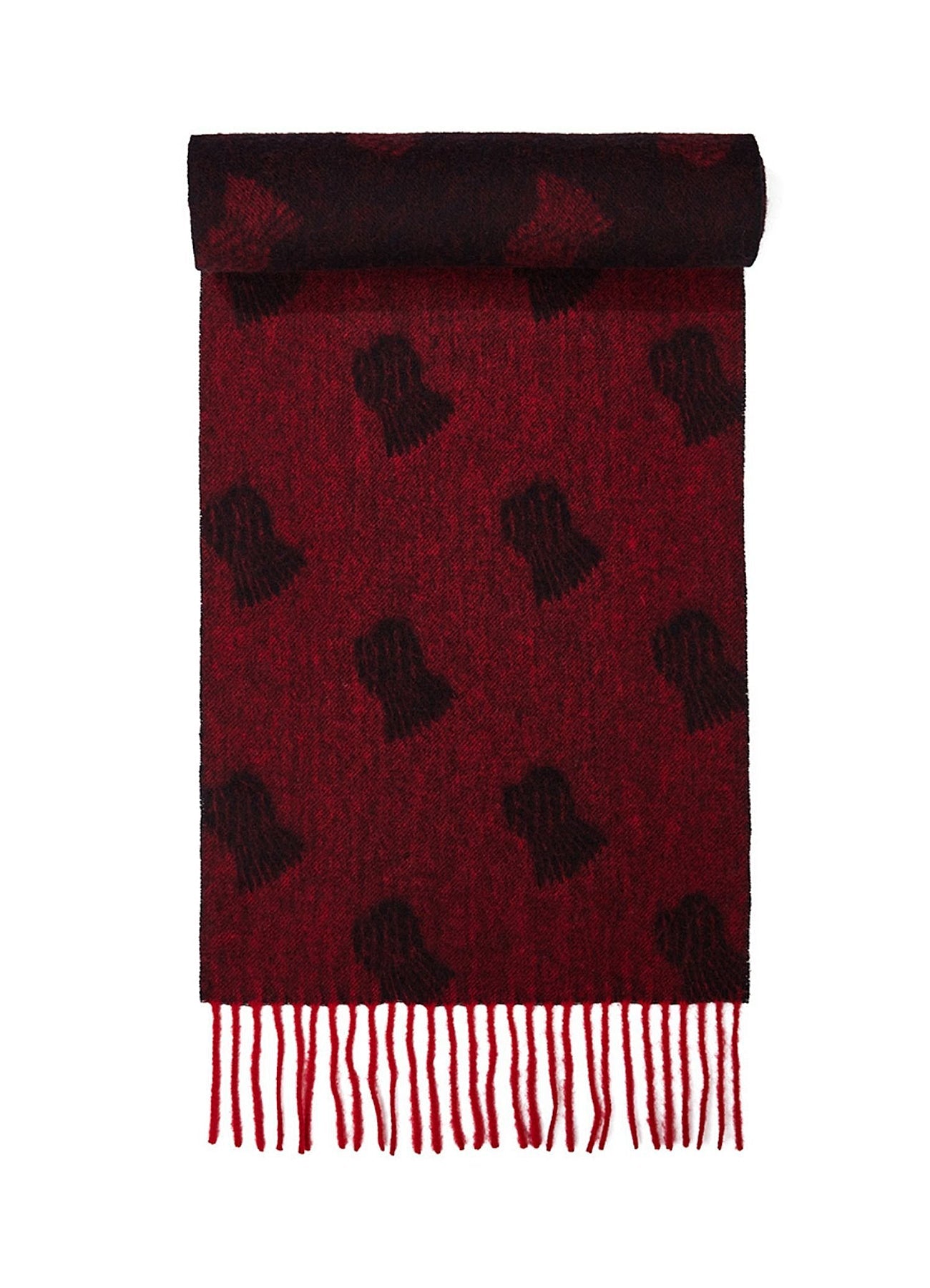 Lucchi Italy Small Thistle Red Stole 100% Pure Lambswool