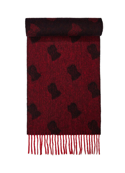 Lucchi Italy Small Thistle Red Stole 100% Pure Lambswool