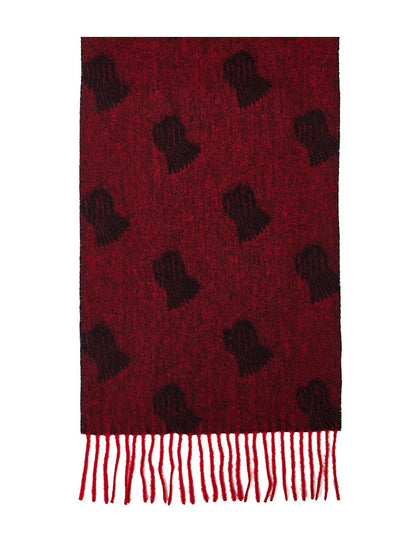 Lucchi Italy Small Thistle Red Stole 100% Pure Lambswool