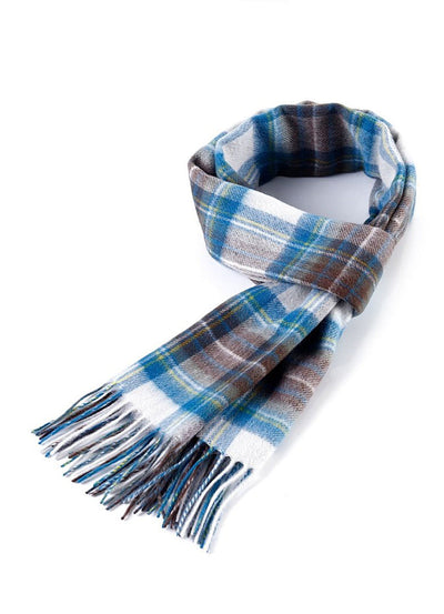Lucchi Italy 100% Pure Cashmere Scarf Design Stewart Muted Blue