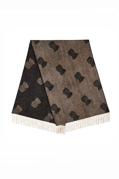 Lucchi Italy Small Thistle Charcoal Stole 100% Pure Lambswool