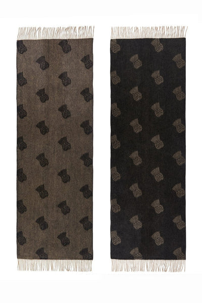 Lucchi Italy Small Thistle Charcoal Stole 100% Pure Lambswool