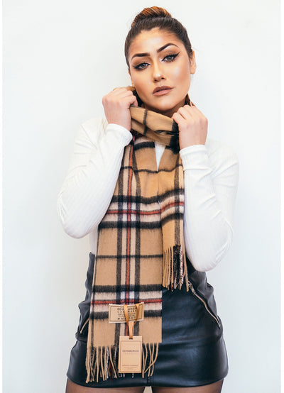 Lucchi Italy 100% Pure Cashmere Thomson Camel Scarf