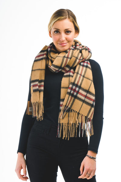 Lucchi Italy Thomson Camel Stole 100% Pure Lambswool