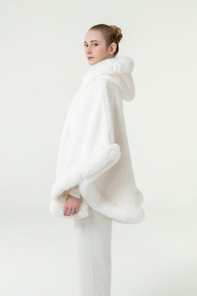Lucchi Italy Women's Hooded Cape - White