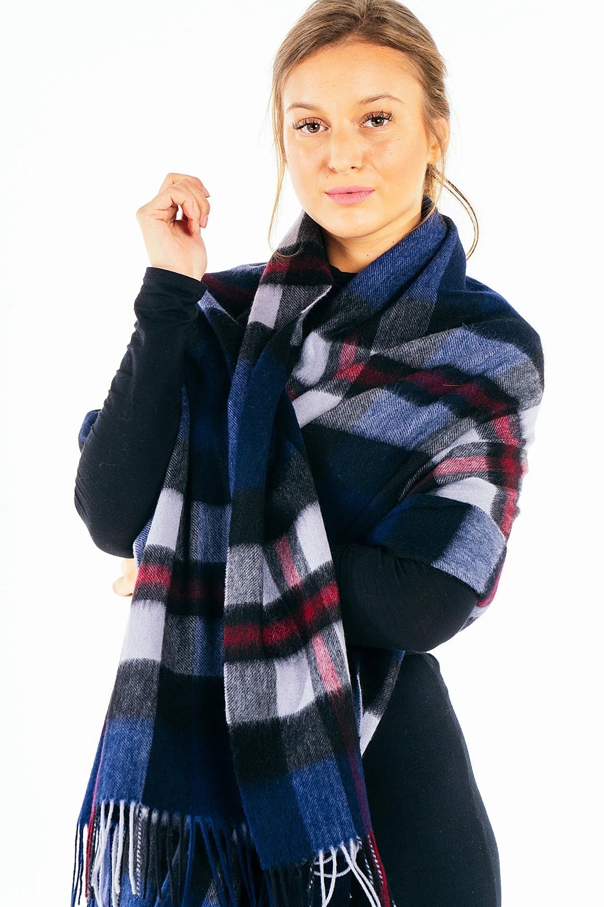 100% Pure Children's Cashmere Scarf Scottish Design Navy