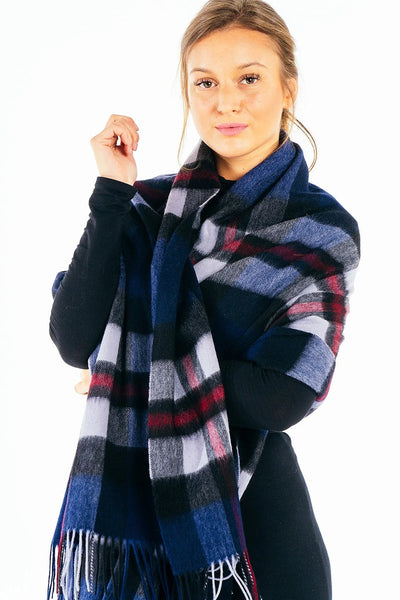 100% Pure Children's Cashmere Scarf Scottish Design Navy