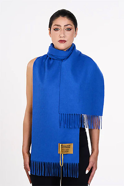 Lucchi Italy 100% Pure Cashmere Scarf Dark Blue Small