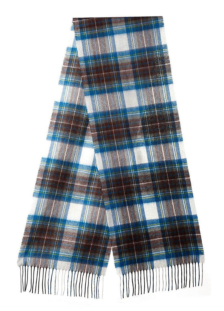 Lucchi Italy 100% Pure Cashmere Scarf Design Stewart Muted Blue