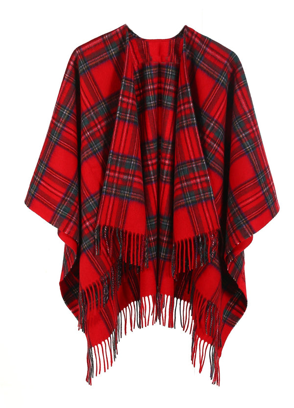 Cashmere Poncho Cape Scottish  Royal Stewart