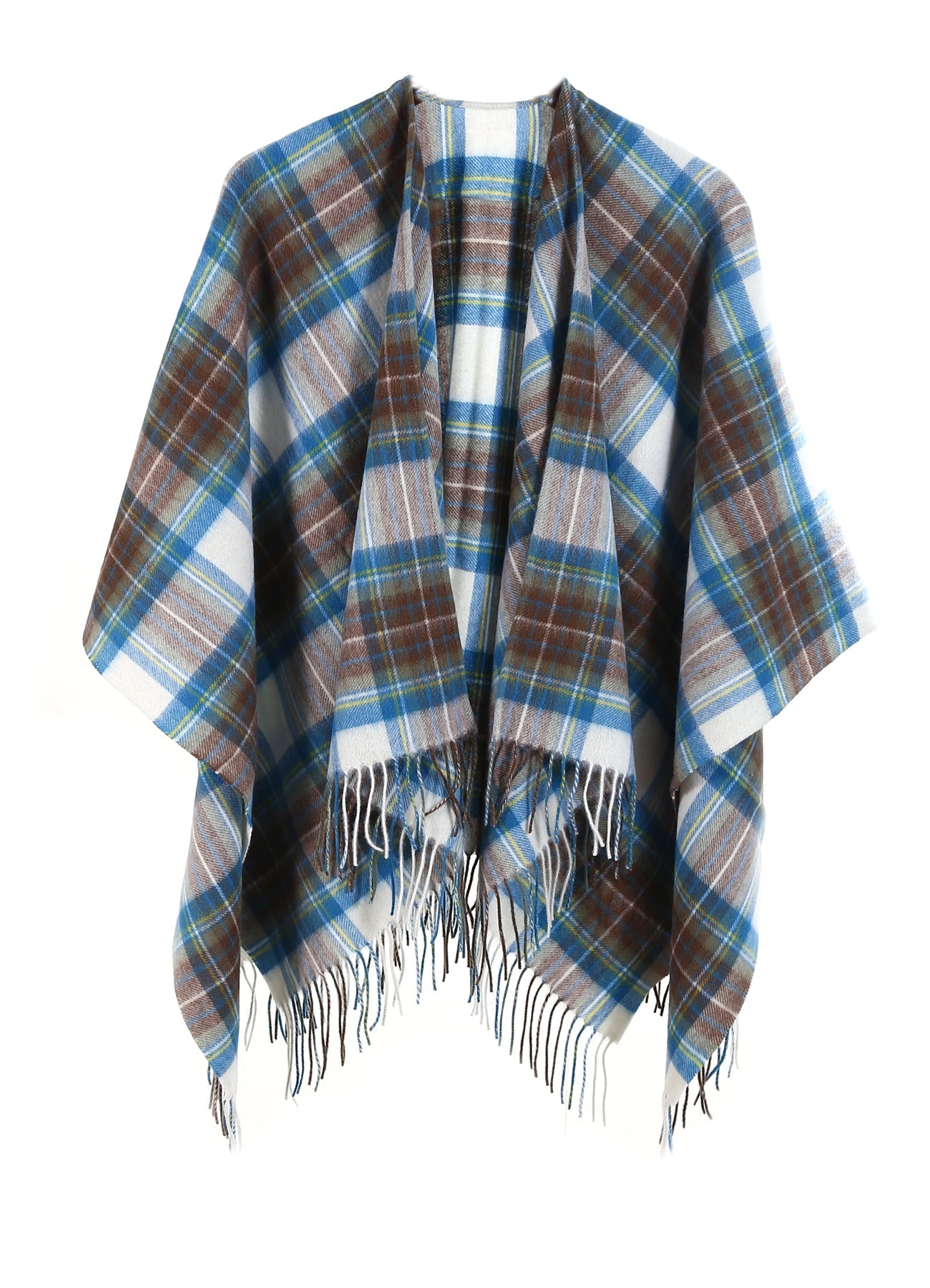Lucchi Italy Cape Scottish Design Tartan Poncho 100% Pure Lambs wool