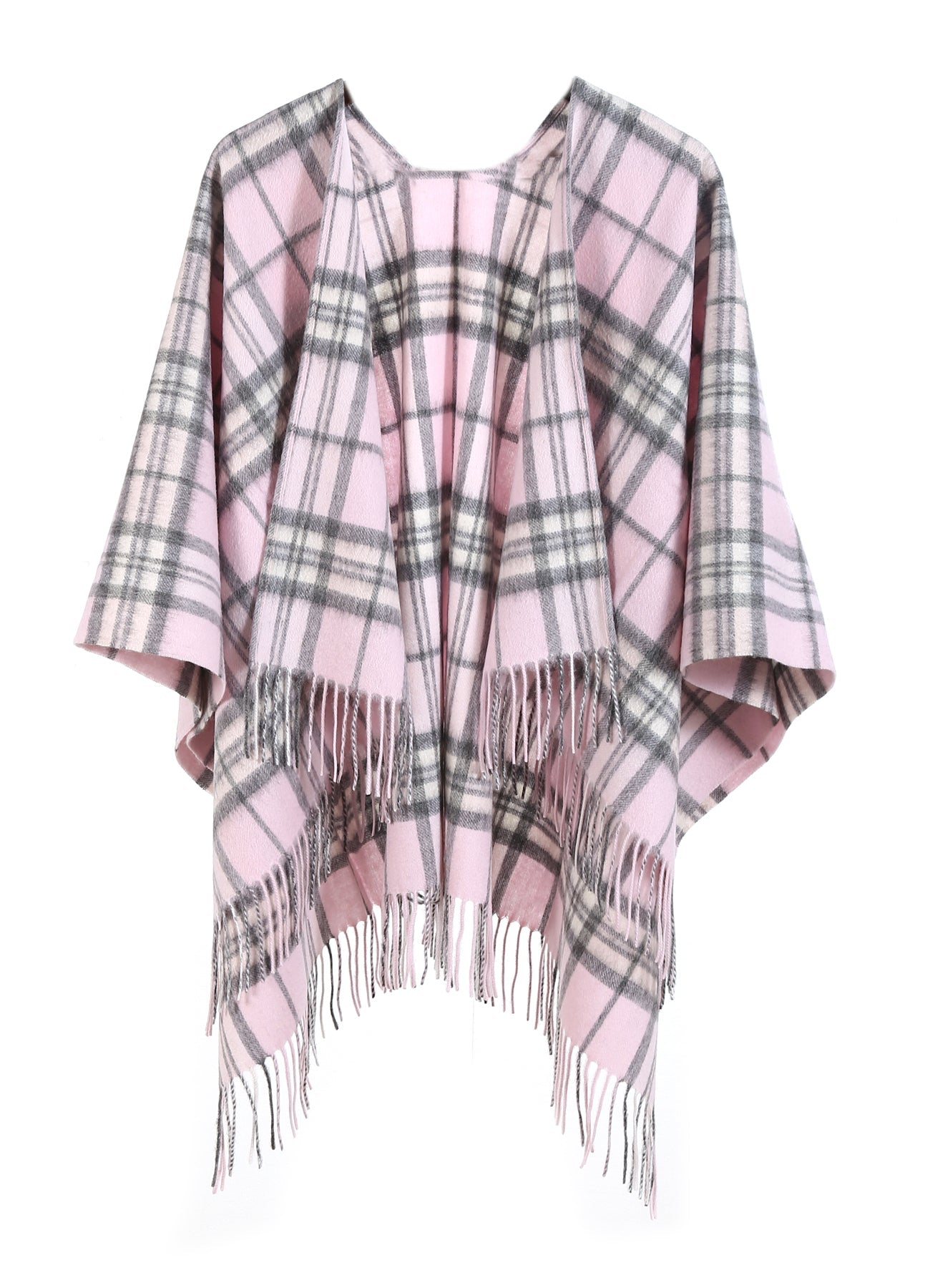 Lucchi Italy Cape Scottish Design Pink Tartan Poncho 100% Pure Lambs wool
