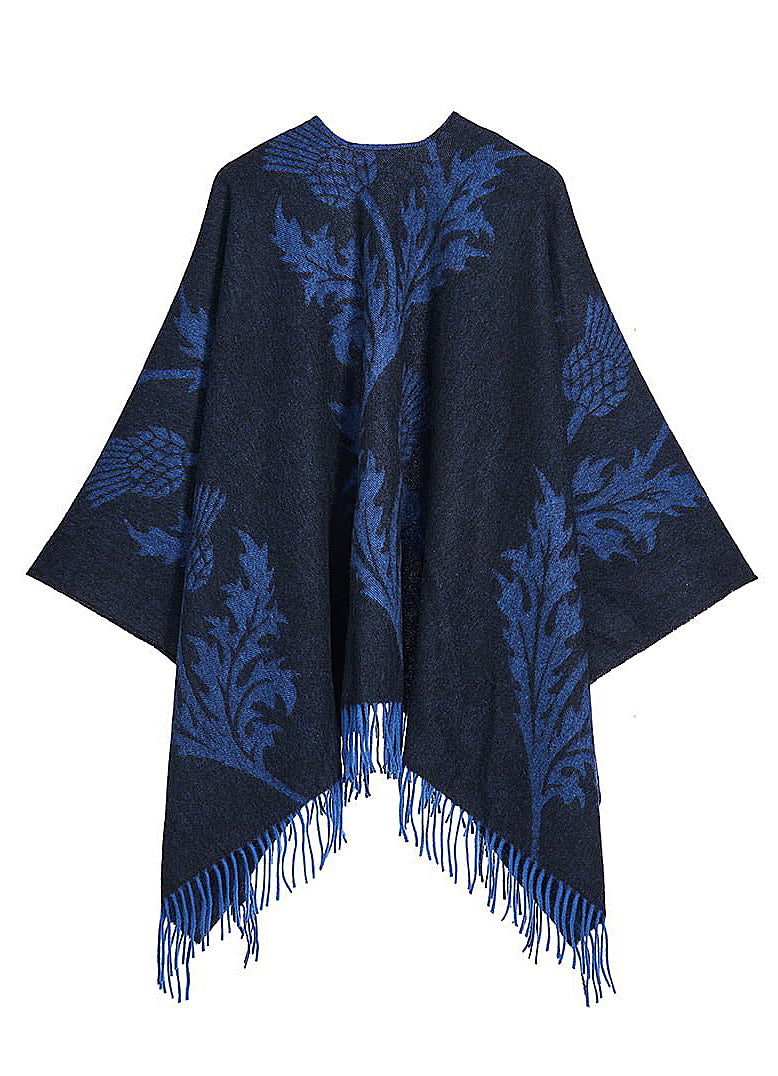 Lucchi Italy Single Thistle Navy Cape 100% Pure Lambswool