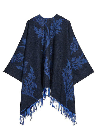 Lucchi Italy Single Thistle Navy Cape 100% Pure Lambswool