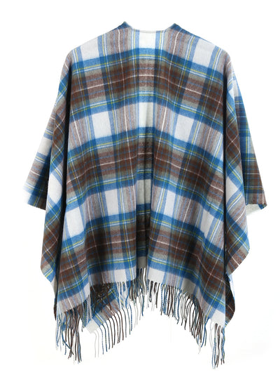 Lucchi Italy Cape Scottish Design Tartan Poncho 100% Pure Lambs wool