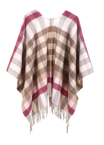 Lucchi Italy Pink Check Cape 100% Pure Lambswool
