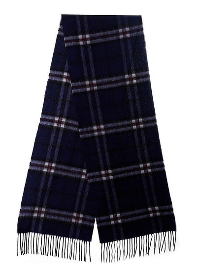Lucchi Italy 100% Pure Cashmere Scarf Thomson Navy Tartan