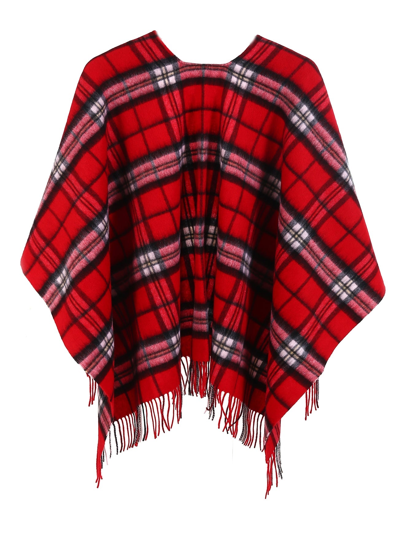 Lucchi Italy Cape Scottish Thomson Red Tartan Poncho 100% Pure Lambs wool