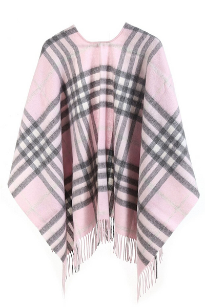 Lucchi Italy Cape Exclusive Iconic DC Classic Pink Poncho 100% Pure Lambswool
