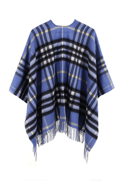 Lucchi Italy Cashmere Cape Exclusive Luxury DC Classic Blue Poncho 100% Pure Cashmere