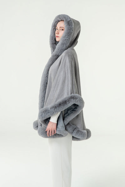 Lucchi Italy Women's Hooded Cape - Grey