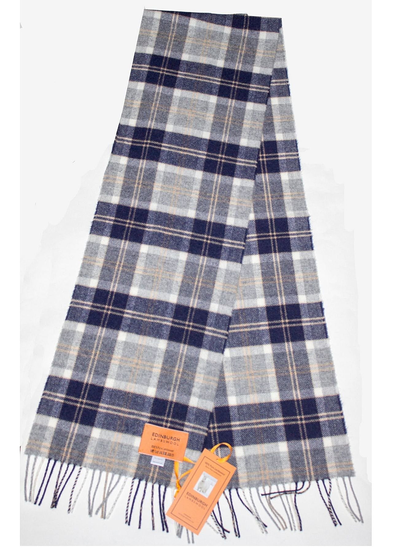 Lucchi Italy Bannockbane Silver Lambswool Scarf - Made in Scotland 100% Pure Lambswool