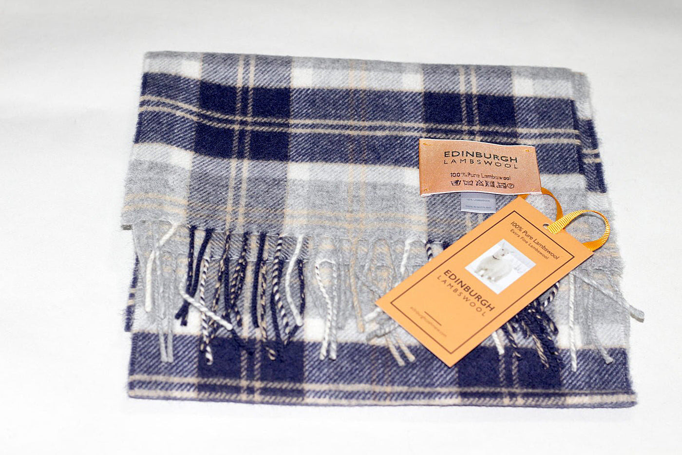 Lucchi Italy Bannockbane Silver Lambswool Scarf - Made in Scotland 100% Pure Lambswool