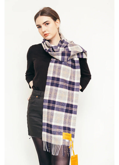 Lucchi Italy Bannockbane Silver Lambswool Scarf - Made in Scotland 100% Pure Lambswool