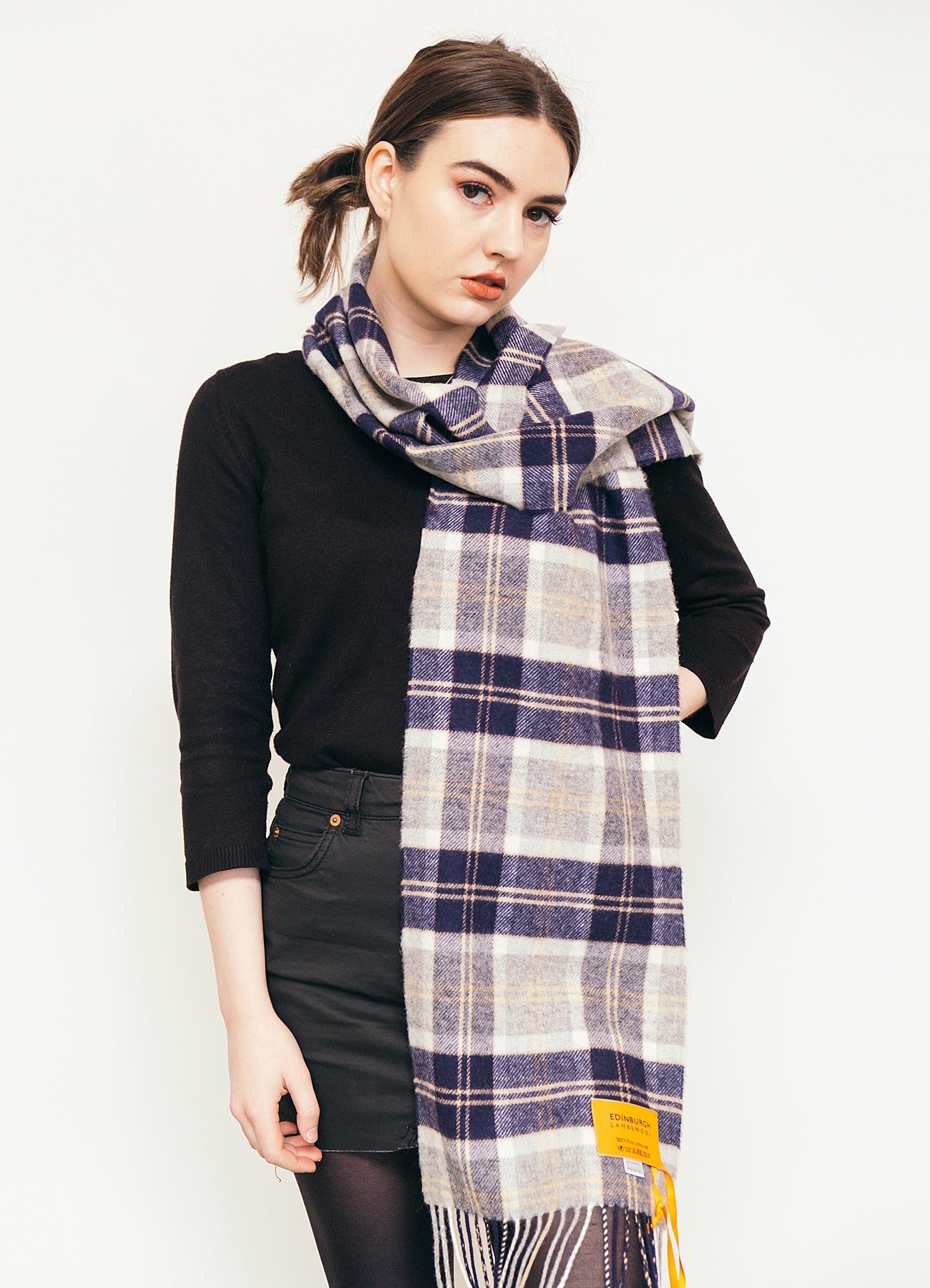 Lucchi Italy Bannockbane Silver Lambswool Scarf - Made in Scotland 100% Pure Lambswool