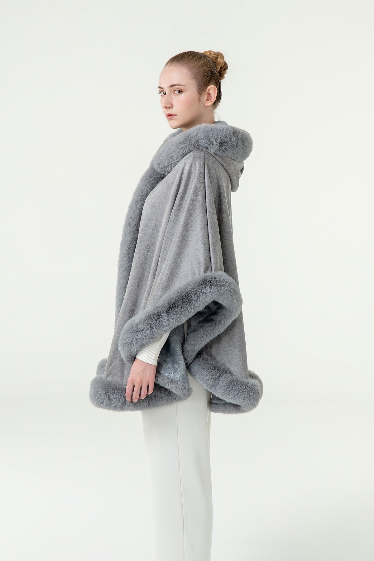 Lucchi Italy Women's Hooded Cape - Grey