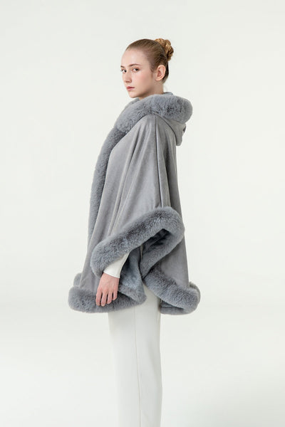 Lucchi Italy Women's Hooded Cape - Grey