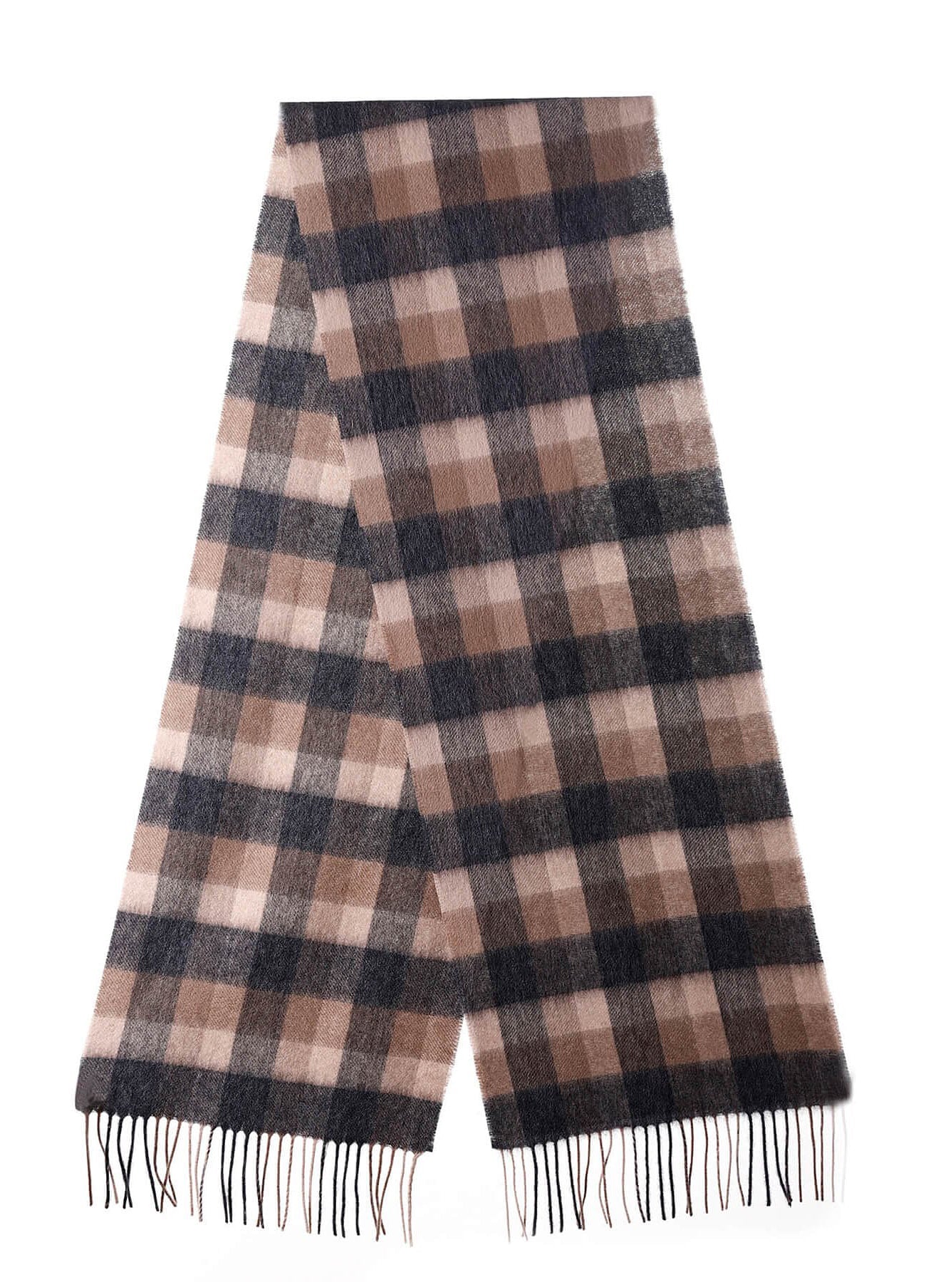 100% Pure Children's Cashmere Scarf Design Brown Check