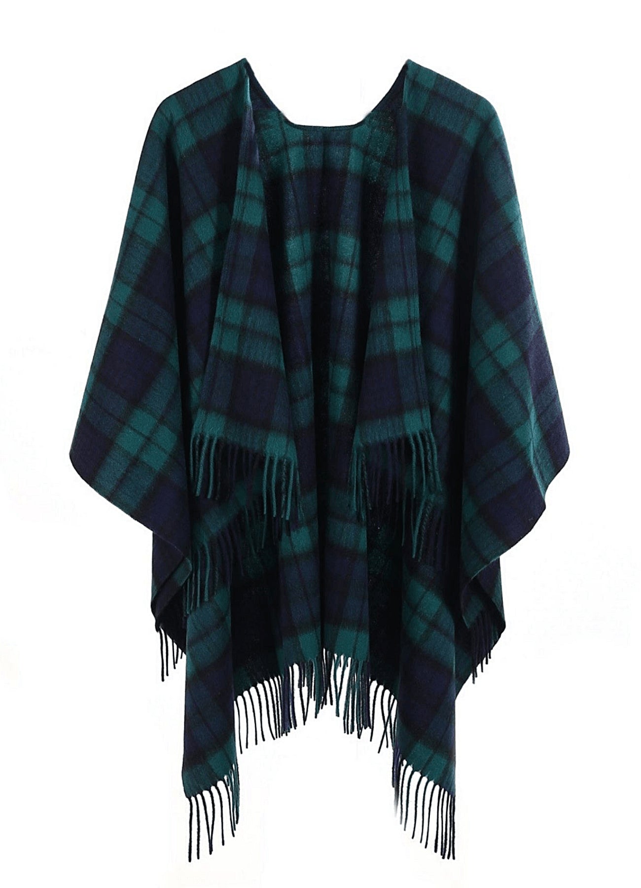 Lucchi Italy Black Watch Cape 100% Pure Cashmere