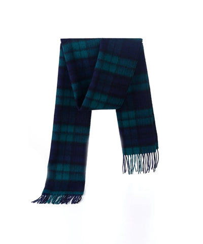 Lucchi Italy 100% Pure Cashmere Scarf Design Black Watch Tartan - Big Size