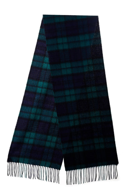 Lucchi Italy 100% Pure Cashmere Scarf Design Black Watch Tartan - Big Size