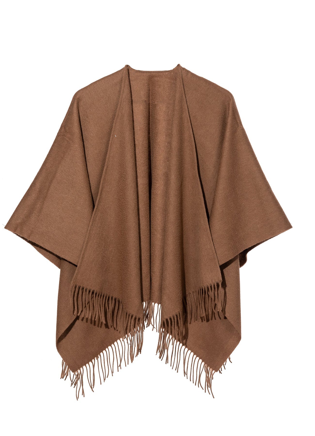 Lucchi Italy Plain Cape Brown Poncho 100% Pure Lambswool