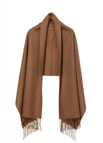 Lucchi Italy Plain Scarf Brown Oversized Wrap 100% Pure Lambswool