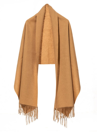 Lucchi Italy Plain Scarf Camel Oversized Wrap 100% Pure Lambswool