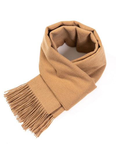 Lucchi Italy Plain Scarf Camel Oversized Wrap 100% Pure Lambswool