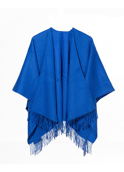 Lucchi Italy Plain Cape Dark Blue Poncho 100% Pure Lambswool