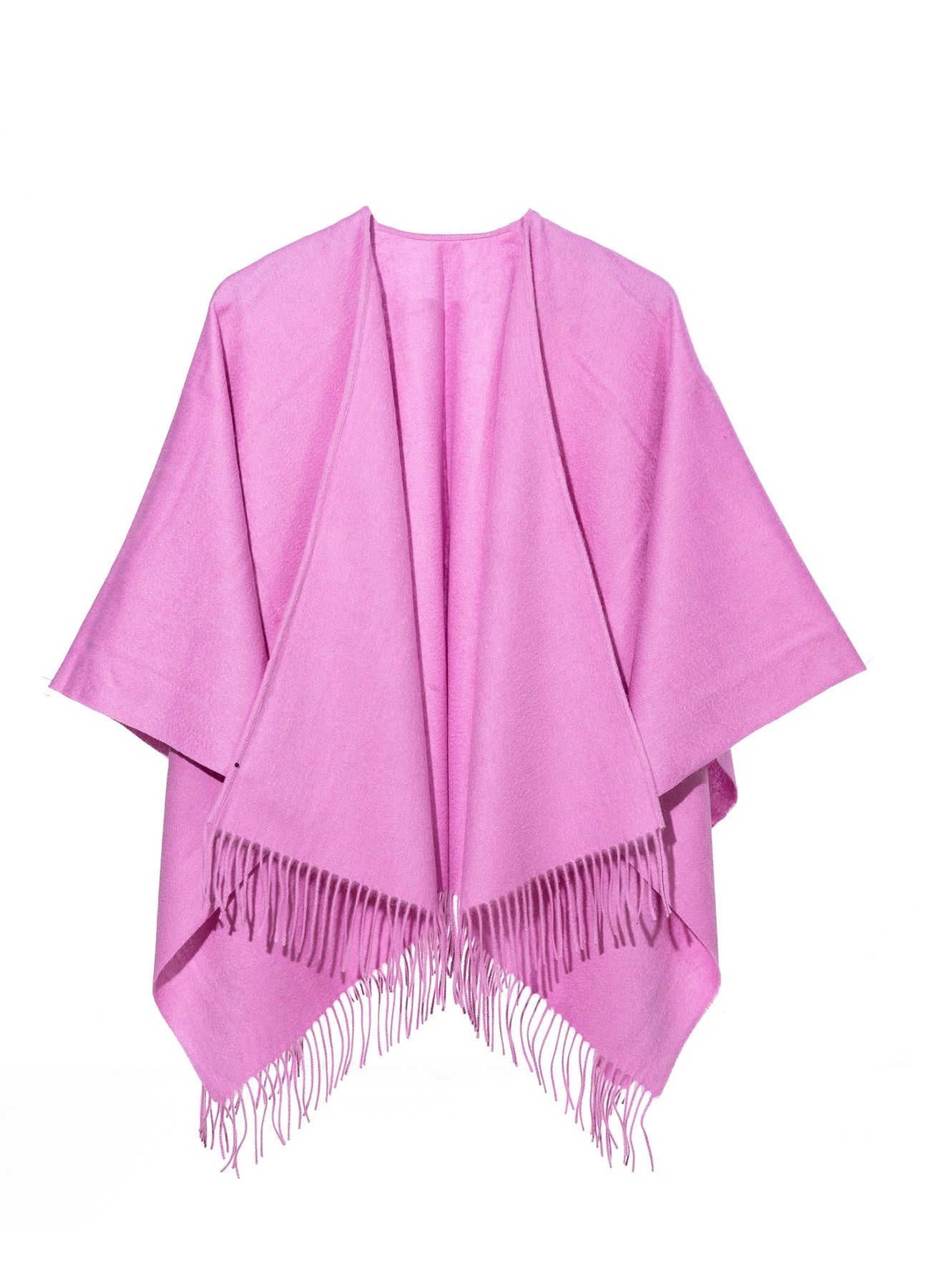 Lucchi Italy Plain Cape Dark Pink Poncho 100% Pure Lambswool