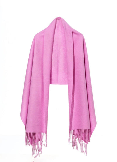 Lucchi Italy Plain Scarf Dark Pink Oversized Wrap 100% Pure Lambswool