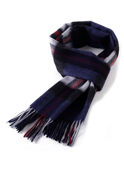 Lucchi Italy 100% Pure Cashmere Scarf Scottish Design Navy - Big Size
