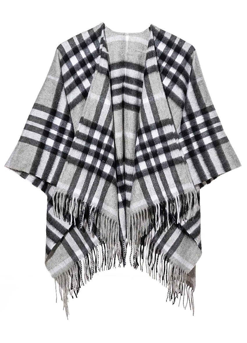 Lucchi Italy Cashmere Cape DC Classic Grey Poncho 100% Pure Cashmere