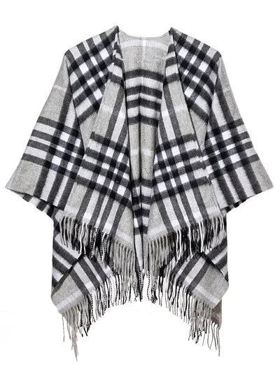 Lucchi Italy Cashmere Cape DC Classic Grey Poncho 100% Pure Cashmere