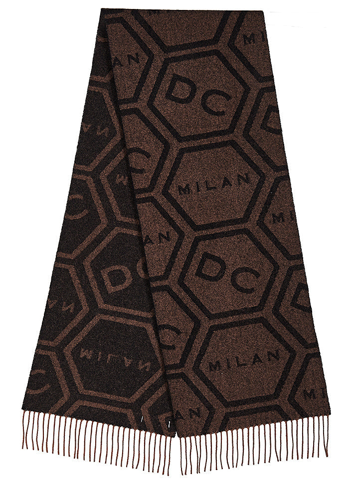 Lucchi Italy DC Monogram Brown Scarf 100% Pure Lambswool